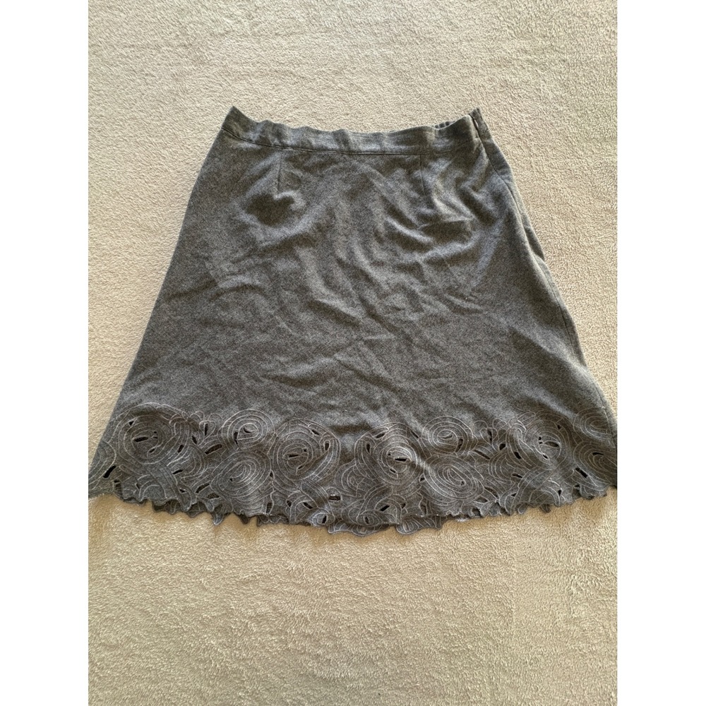 Vintage BFA Classics Gray Wool Blend Scalloped Hem A-Line Skirt Size 10P